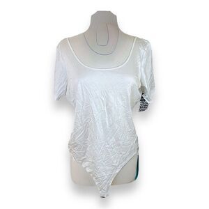 Diane von Furstenberg S/S JERSEY BODYSUIT | WHITE | size L | NWT